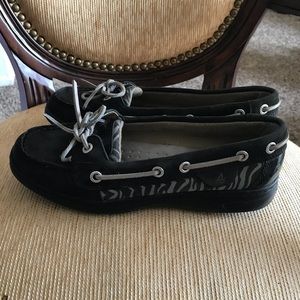 Sperry Top Sider Angelfish Black Gray Zebra 6.5